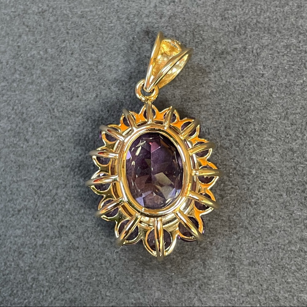 Purple Amethyst 14K Cluster Pendant - Picture 3 of 6